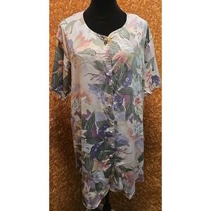 Vintage Victorias Secret S 100% Floral Silk Sleep Shirt Night Gown Rare Buttons‎